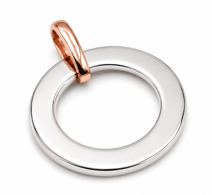 Genuine Solid Two Tone 9ct 9K 375 White, Rose, Yellow Gold Engravable Circle Pendant