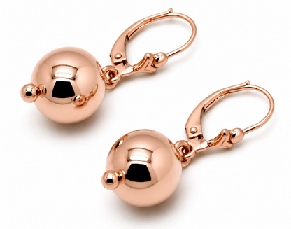 Genuine 9ct 9k 375 Yellow, Rose or White Gold Continental Hooks 10mm Ball Plain Earrings