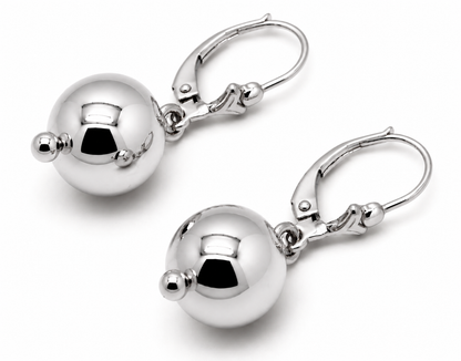 Genuine 9ct 9k 375 Yellow, Rose or White Gold Continental Hooks 10mm Ball Plain Earrings
