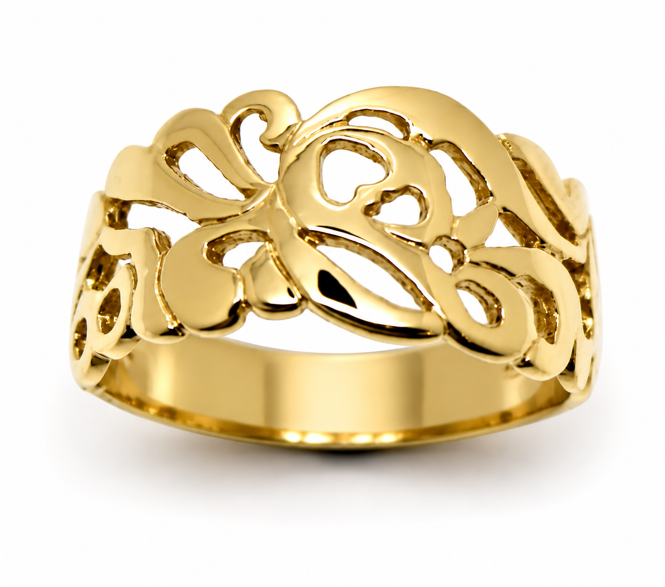 Size R, 8 5/8 Kaedesigns, New 9ct 9K 375 Genuine Yellow, Rose or White Gold Wide Flower Filigree Ring 278