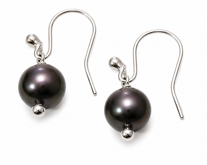 Kaedesigns Genuine 9ct 9k 375 Yellow, Rose or White Gold 10mm Black Freshwater Pearl Hook Earrings