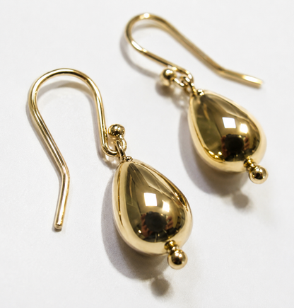 Genuine 9ct 9kt 375 Solid Yellow, Rose or White Gold Tear Drop Teardrop Hook Earrings