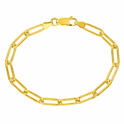 Genuine 925 Sterling Silver or Sterling Silver (yellow gold plated) Paperclip 21cm Bracelet