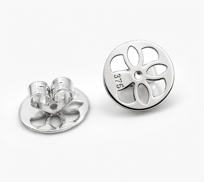 Genuine 9ct or 18ct Yellow or White Gold Filigree Disc Earrings Butterfly Backs