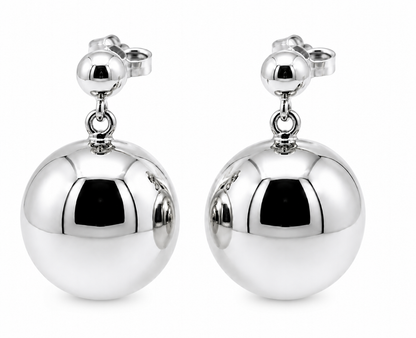 Genuine New 9ct Yellow, Rose or White Gold 18mm Half Ball Stud Ball Earrings