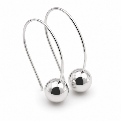 Genuine Large Hooks 9ct 9k 375 Yellow, Rose or White Gold 10mm Euro Ball Drop Earrings