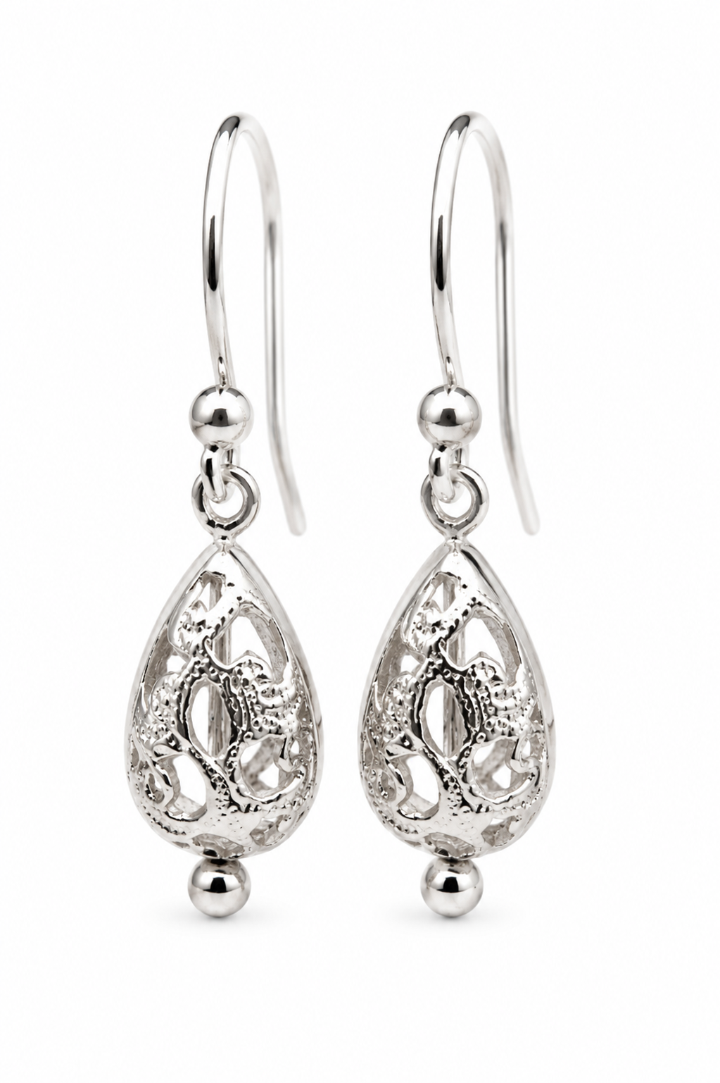 Kaedesigns 9ct 9k 375 Yellow Or White Or Rose Gold Teardrop Filigree Earrings