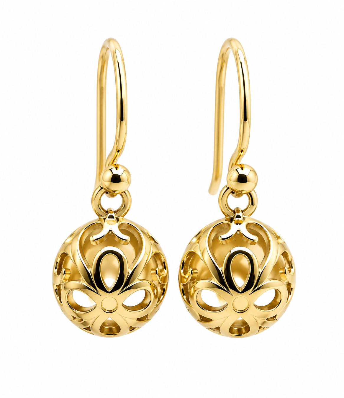 Genuine New 9ct Yellow, Rose or White Gold 10mm Half Ball Hook Filigree Earrings