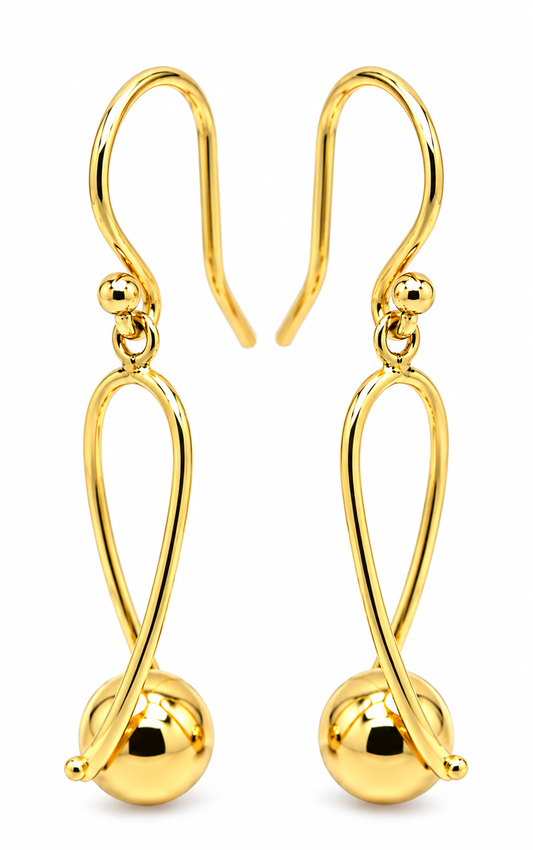 Kaedesigns, 9ct Yellow Or White Or Rose Gold  Hook Gold 8mm Ball Drop Earring