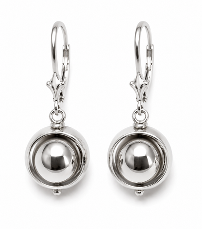 Heavy 9ct 9k 375 Yellow, Rose or White Gold Continental Hooks 10mm Ball Spinning Belcher Earrings