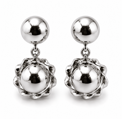 Genuine 9ct 9k 375 Yellow, Rose or White Gold Double Ball Fancy Drop Half Ball Stud Earrings