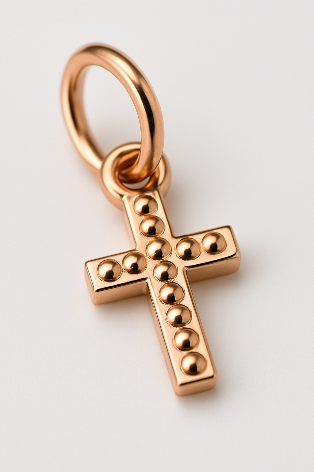 Genuine 9ct 9kt Genuine Tiny Very Small Yellow, Rose or White Gold Beaded Cross Pendant Charm