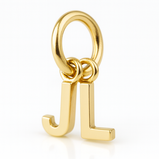Genuine 9ct 9kt Genuine Tiny Small Yellow, Rose or White Gold Initial Pendant Charms J + L