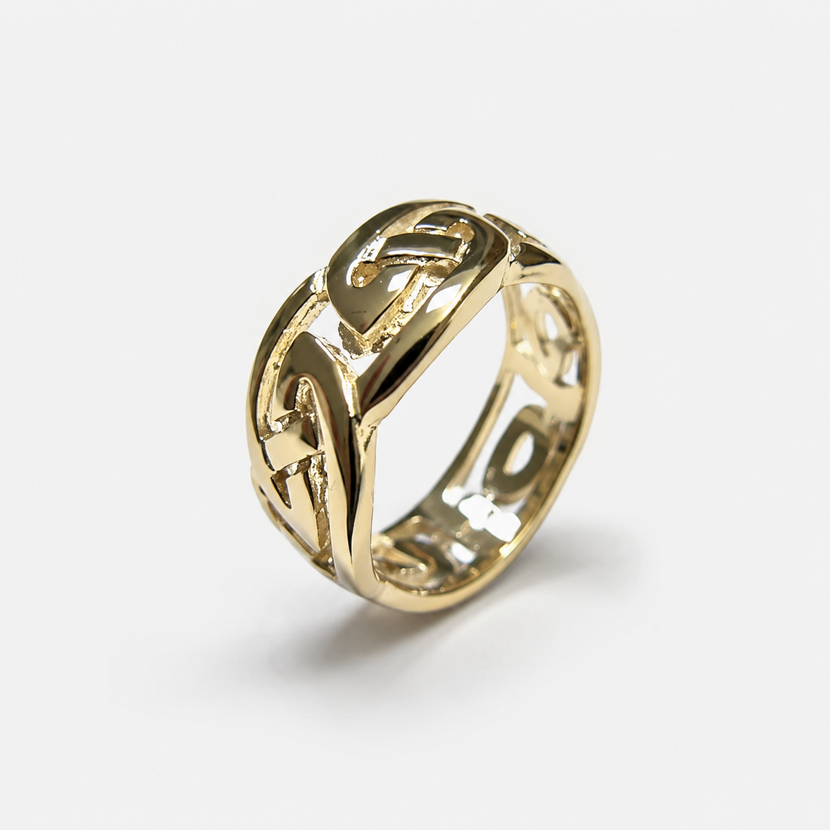 Genuine Solid 9ct 9kt 375 Yellow, Rose or White Gold 8mm Wide Large Celtic Ring