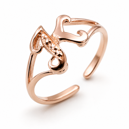 Genuine 9ct 9k 375 Solid Yellow, Rose Or White Gold 375 Initial Toe Ring K