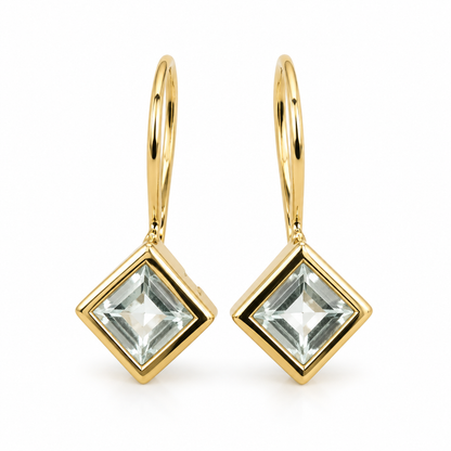Kaedesigns 9ct 9k 375 Yellow, Rose or White Gold Light Blue Stone Earrings