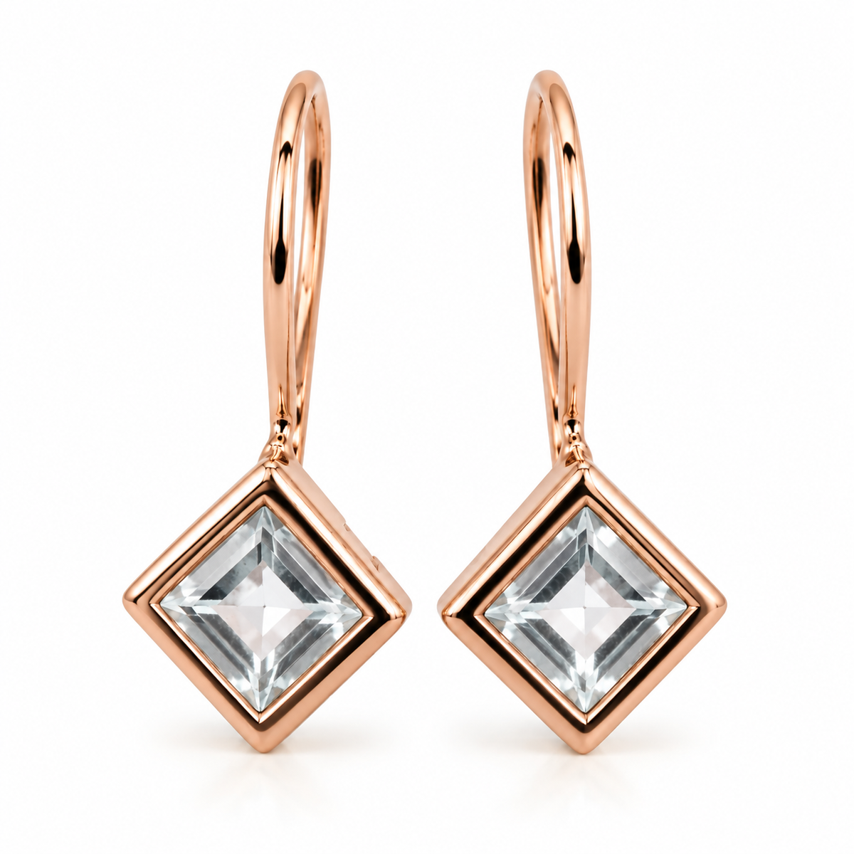 Kaedesigns 9ct 9k 375 Yellow, Rose or White Gold Light Blue Stone Earrings