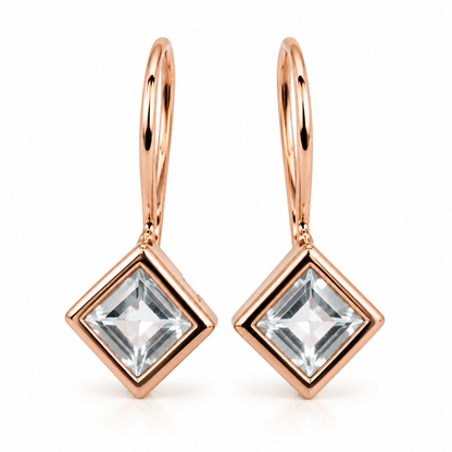 Kaedesigns 9ct 9k 375 Yellow, Rose or White Gold Light Blue Stone Earrings