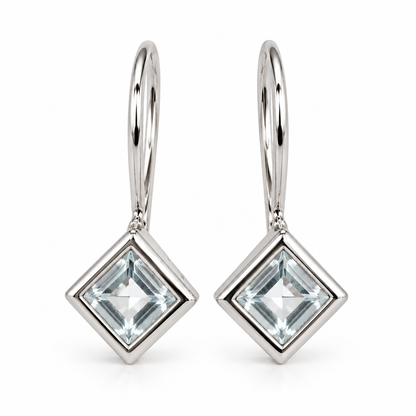 Kaedesigns 9ct 9k 375 Yellow, Rose or White Gold Light Blue Stone Earrings