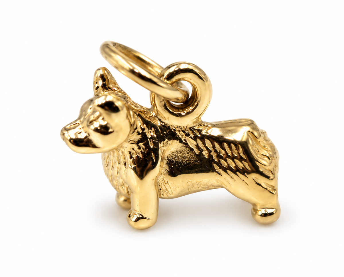 Genuine Sterling Silver 925 or 9ct 9k 375 Yellow Gold Corgi Dog Charm Pendant