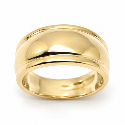 Genuine 9ct 9kt 375 Solid 10mm Yellow, Rose or White Gold Ridged Heavy Dome Ring - Choose your ring size H to P