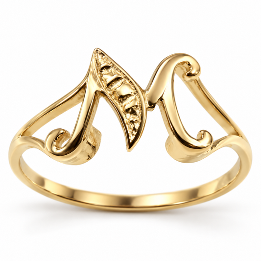 Genuine Delicate 9ct 9k 375 Yellow, Rose or White Gold Initial Ring M