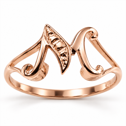 Genuine Delicate 9ct 9k 375 Yellow, Rose or White Gold Initial Ring M