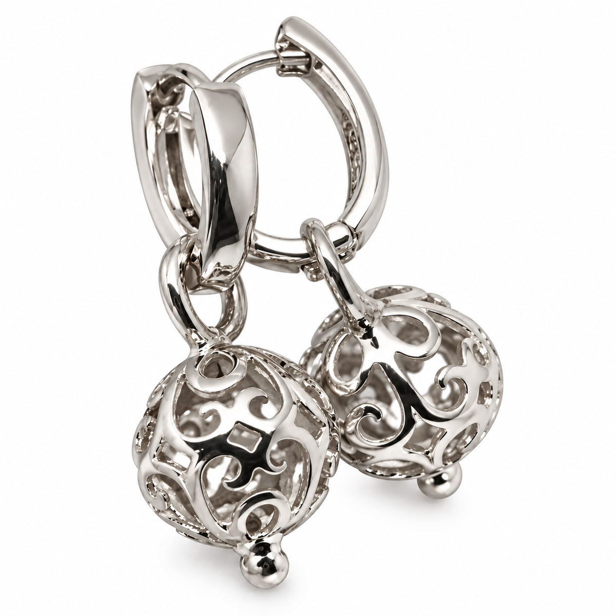 Genuine 9ct 9K Yellow, Rose or White Gold Small Hoop Oval Earrings + 10mm Flower Balls