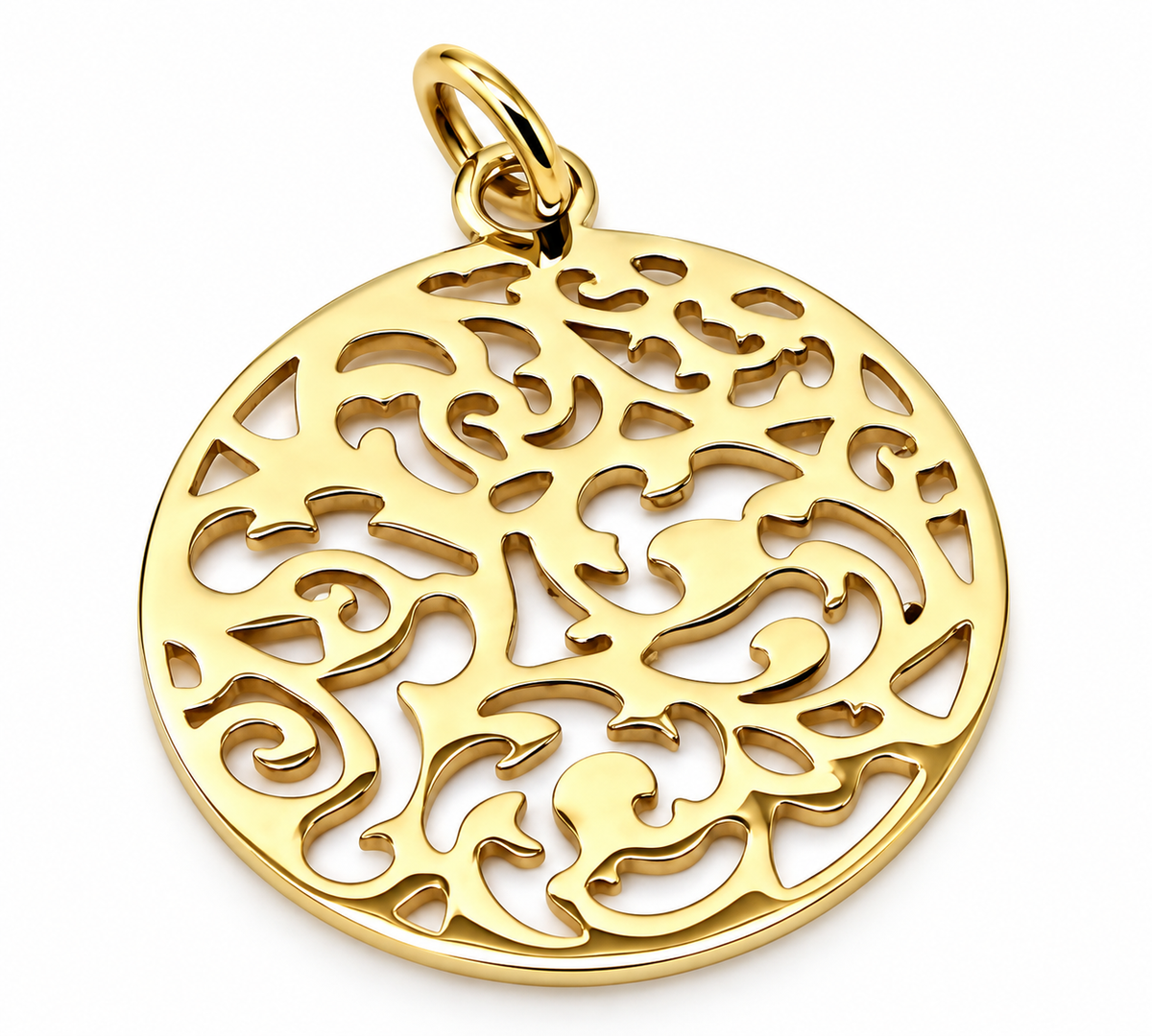 Genuine Solid 9ct 9kt 375 Yellow, White Or Rose Gold Round Filigree Pendant