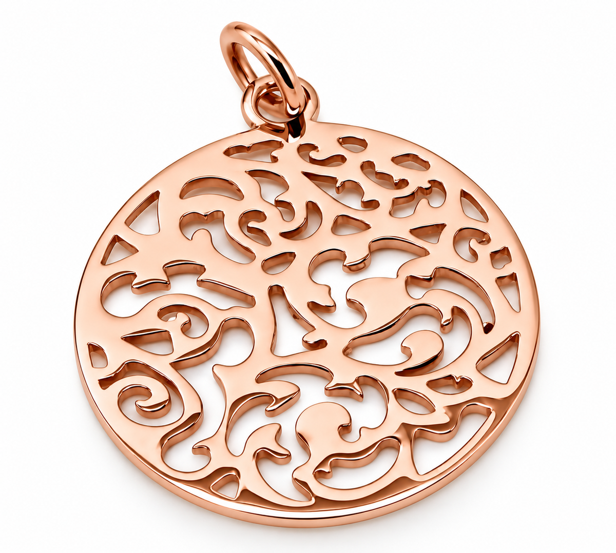 Genuine Solid 9ct 9kt 375 Yellow, White Or Rose Gold Round Filigree Pendant