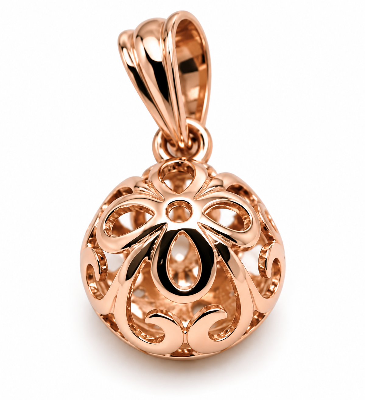 Genuine 9ct 9K 375 Yellow, Rose Or White Gold Half Ball Filigree Flower Pendant
