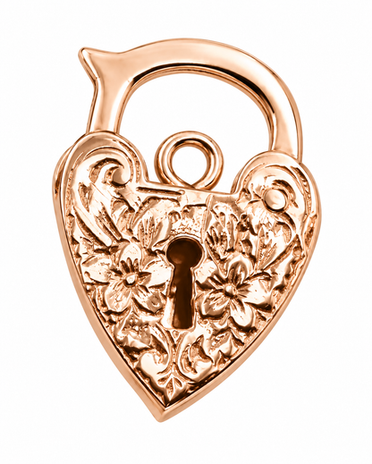 14x20mm 9ct 9K 375 Yellow, Rose or White Gold Filigree Flower Heart Pendant Padlock