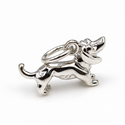 Small 3D Genuine Sterling Silver 925 or 9ct Yellow Gold Daschound Sausage Dog Charm Pendant