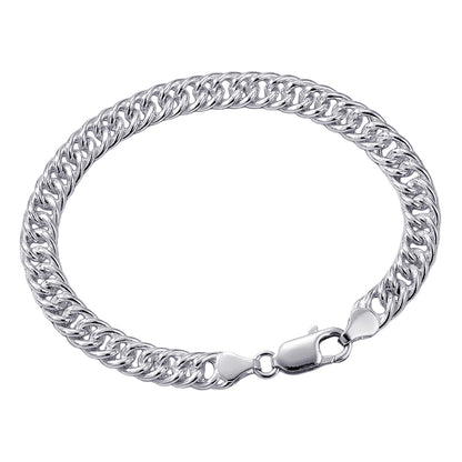 Sterling Silver 925 19cm or 21cm Double Curb Heavy Bracelet