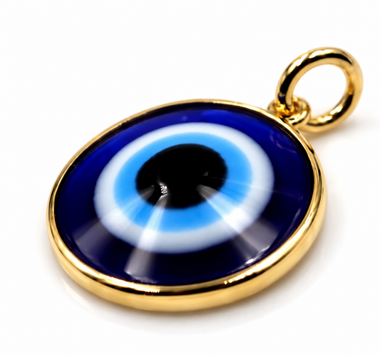 14ct or 18ct Gold 20mm Greek Mati Nazar Evil Eye Pendant | Yellow, Rose or White