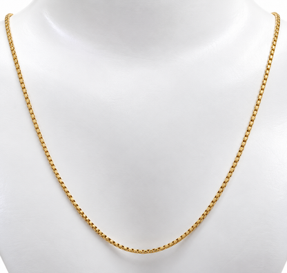Genuine 9ct 9k 375 Yellow Gold Box Chain Necklace – 1.4mm  - Available lengths: 40cm, 45cm, 50cm, 55cm or 60cm