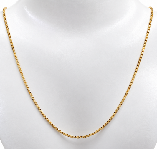 Genuine 9ct 9k 375 Yellow Gold Box Chain Necklace – 1.4mm  - Available lengths: 40cm, 45cm, 50cm, 55cm or 60cm