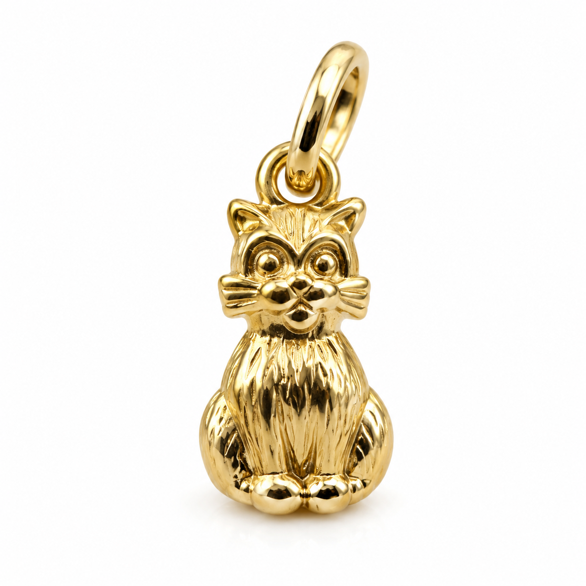 9ct Yellow Gold Sitting Cat Pendant Charm