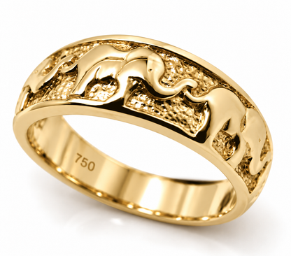 18ct 18k 750 Solid Gold Lucky Elephant Ring – Yellow, Rose or White Gold | 209