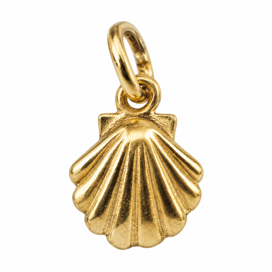 Genuine 9ct Yellow or Rose Gold Small Sea Scallop Shell Clam Seashell Pendant Charm