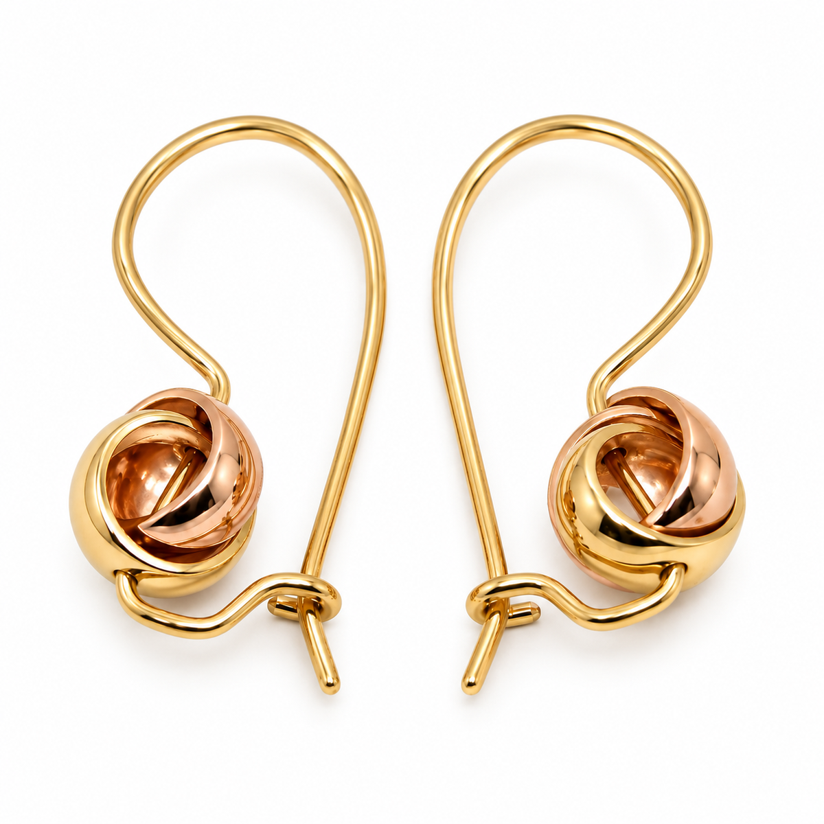 9ct Yellow & Rose Gold 8mm Belcher Spinning Earrings