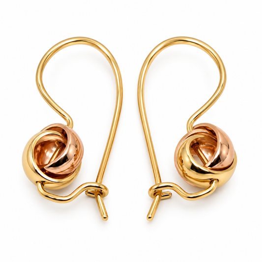 9ct Yellow & Rose Gold 8mm Belcher Spinning Earrings