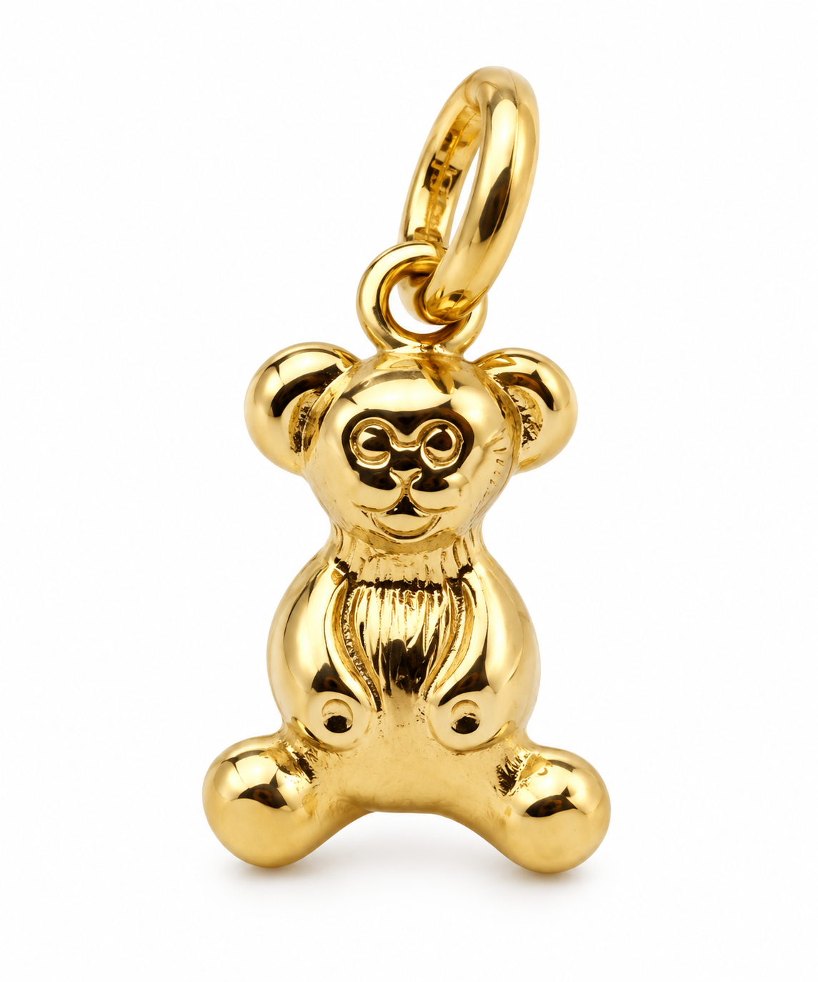 9ct yellow gold seated teddy bear pendant charm with bail