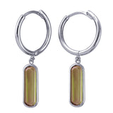 Genuine New 9ct Yellow Gold or Sterling Silver Round Huggie With Natural Green Amethyst Drop Earrings