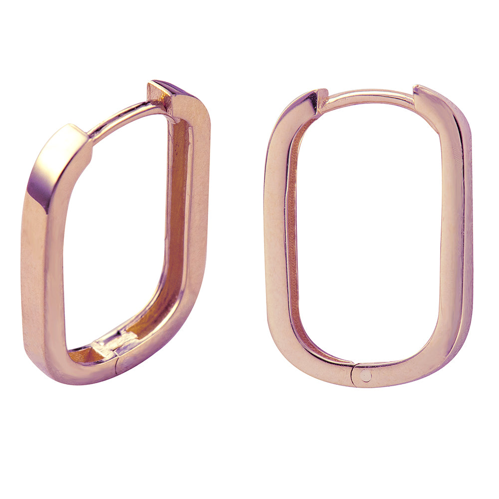 Genuine 9ct Solid Yellow, Rose or White Gold Rectangular Huggie Earrings