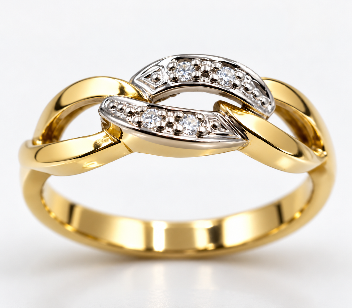 14ct Yellow Gold Cubic Zirconia Infinity Ring, Size L