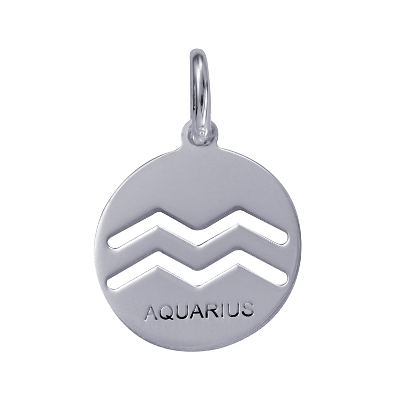 Genuine Sterling Silver 15mm Plain Disc Cut-out Zodiac Charm / Pendant - All star signs available