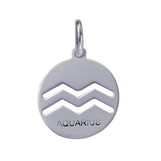 Genuine Sterling Silver 15mm Plain Disc Cut-out Zodiac Charm / Pendant - All star signs available