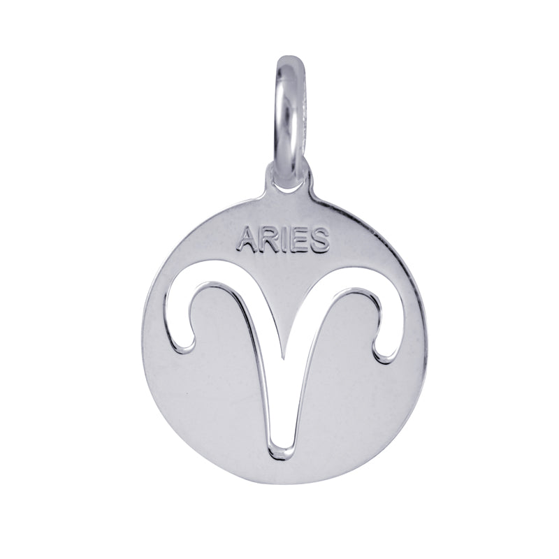 Genuine Sterling Silver 15mm Plain Disc Cut-out Zodiac Charm / Pendant - All star signs available