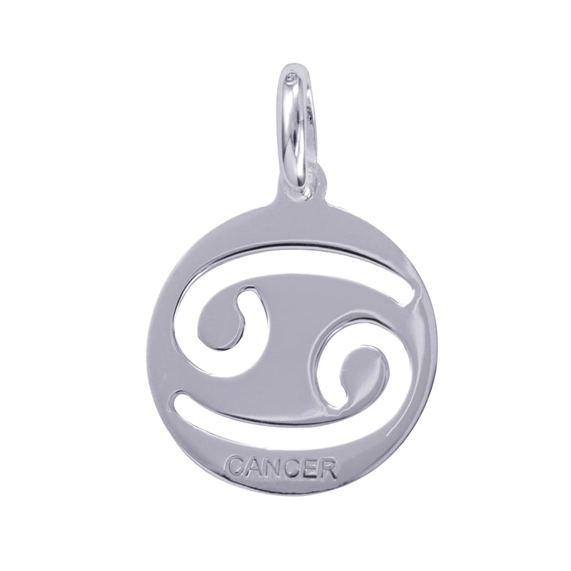 Genuine Sterling Silver 15mm Plain Disc Cut-out Zodiac Charm / Pendant - All star signs available